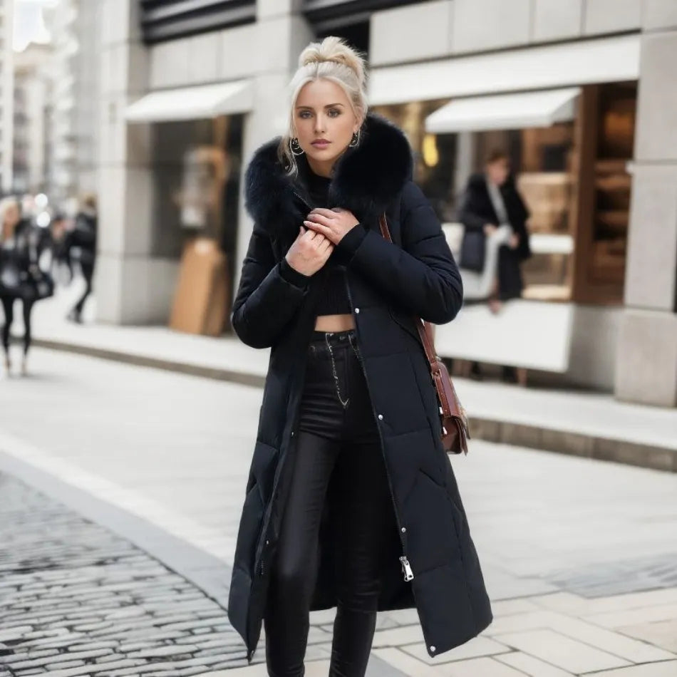 Bella | Women Winter Puffer Coat with Hood Trim