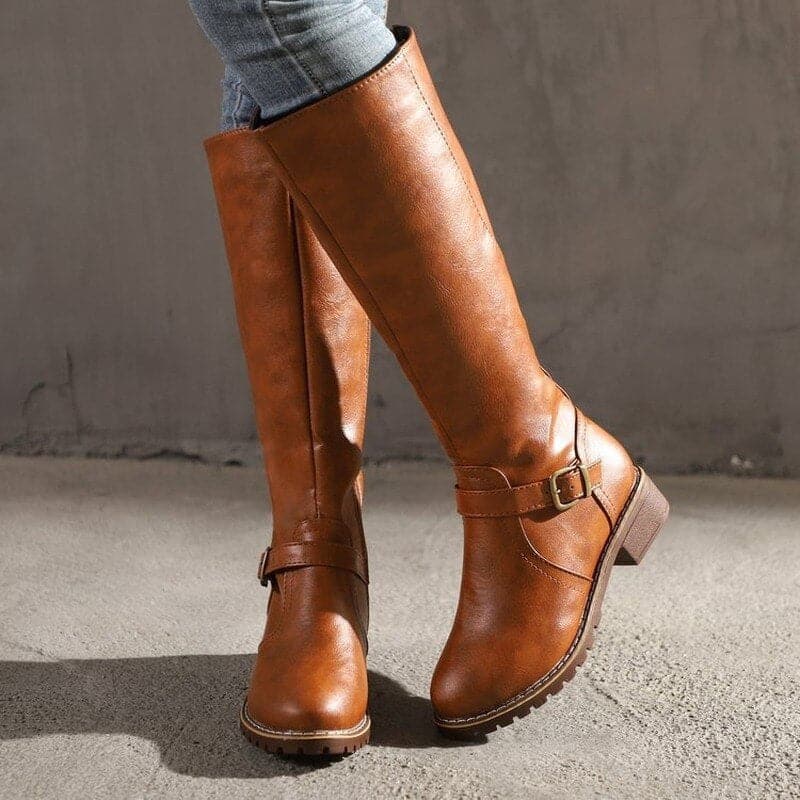 Elizabeth | Classic Buckle Knee-High Boots for Women