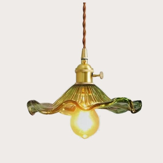 Retro Brass & Glass Kitchen Island Lighting